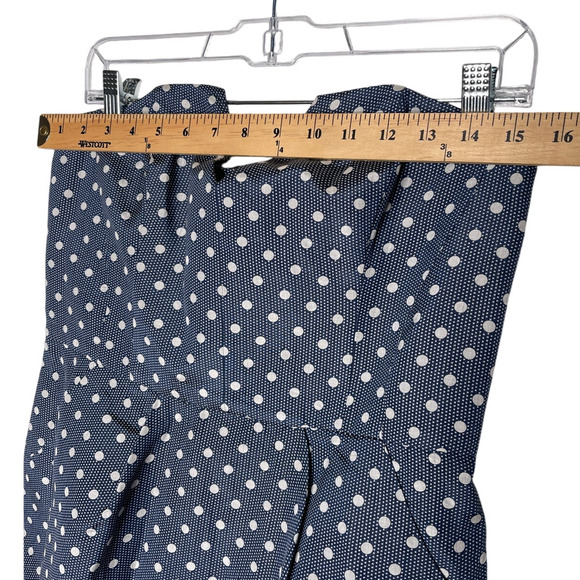 Anthropologie 10 Alice Temperley Silk $450 Polka Dot Dress Strapless Blue White - Picture 10 of 12